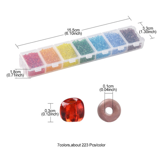 8/0 Glass Seed Bead Transparent 7 Color Kit