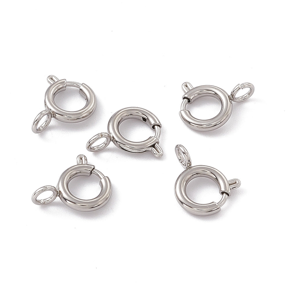 Spring Ring Clasps 201SS Non-tarnish Silver 8x1.8mm 5pc