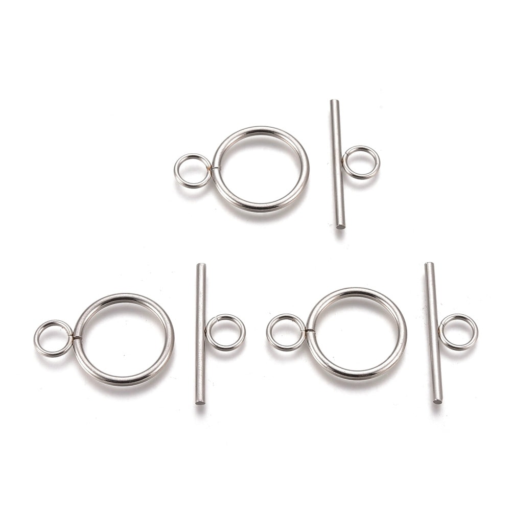 Ring and Bar Toggle Clasp Non Tarnish 5 Sets