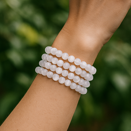 Selenite Gemstone Bead Bracelet | The Stone of Spiritual Communication - Crystals and Sun Signs Co