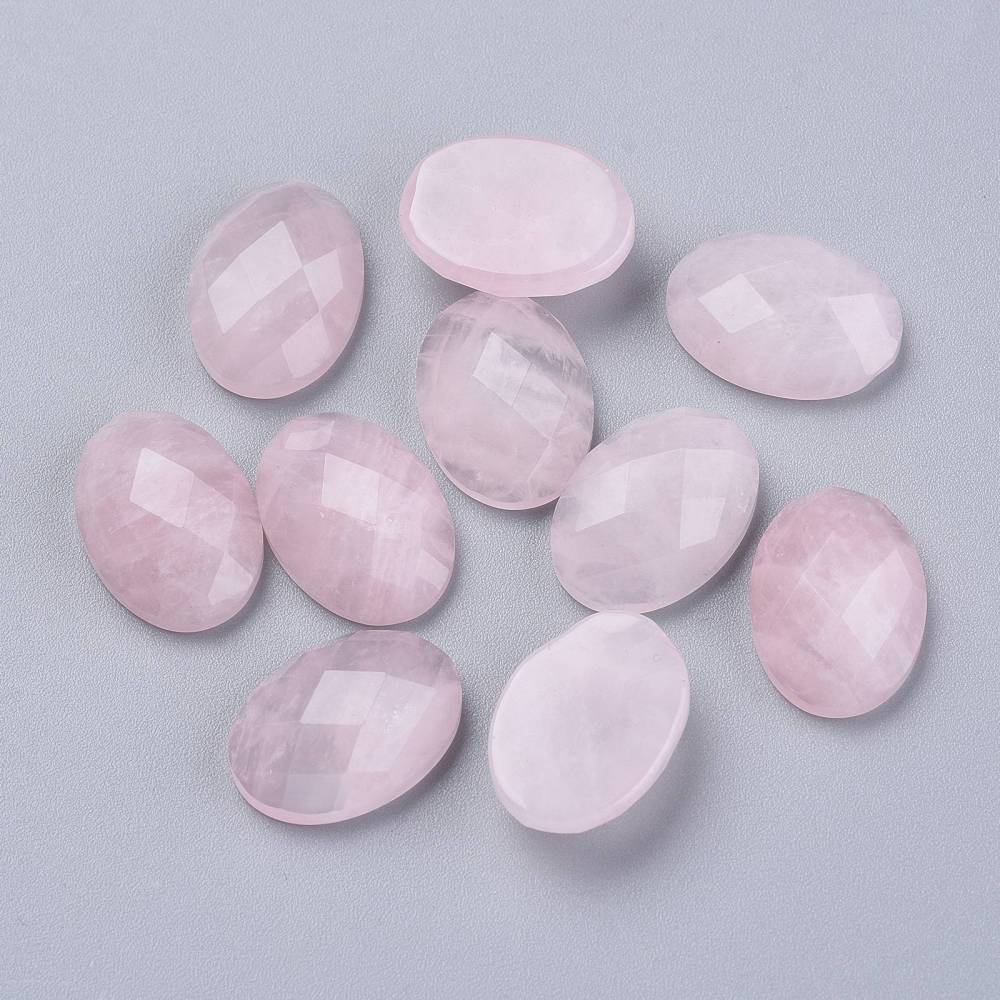 Rose Quartz Cabochon Faceted Oval 18x13mm - Alberta Bead Store