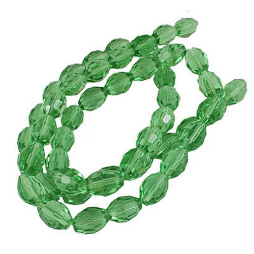 Glass Bead Transparent Lawn Green Faceted Oval 6mm - Alberta Bead Store