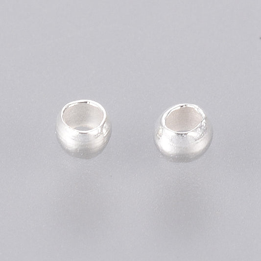 Crimp Bead Brass Silver Color 2mm hole 1mm 10g