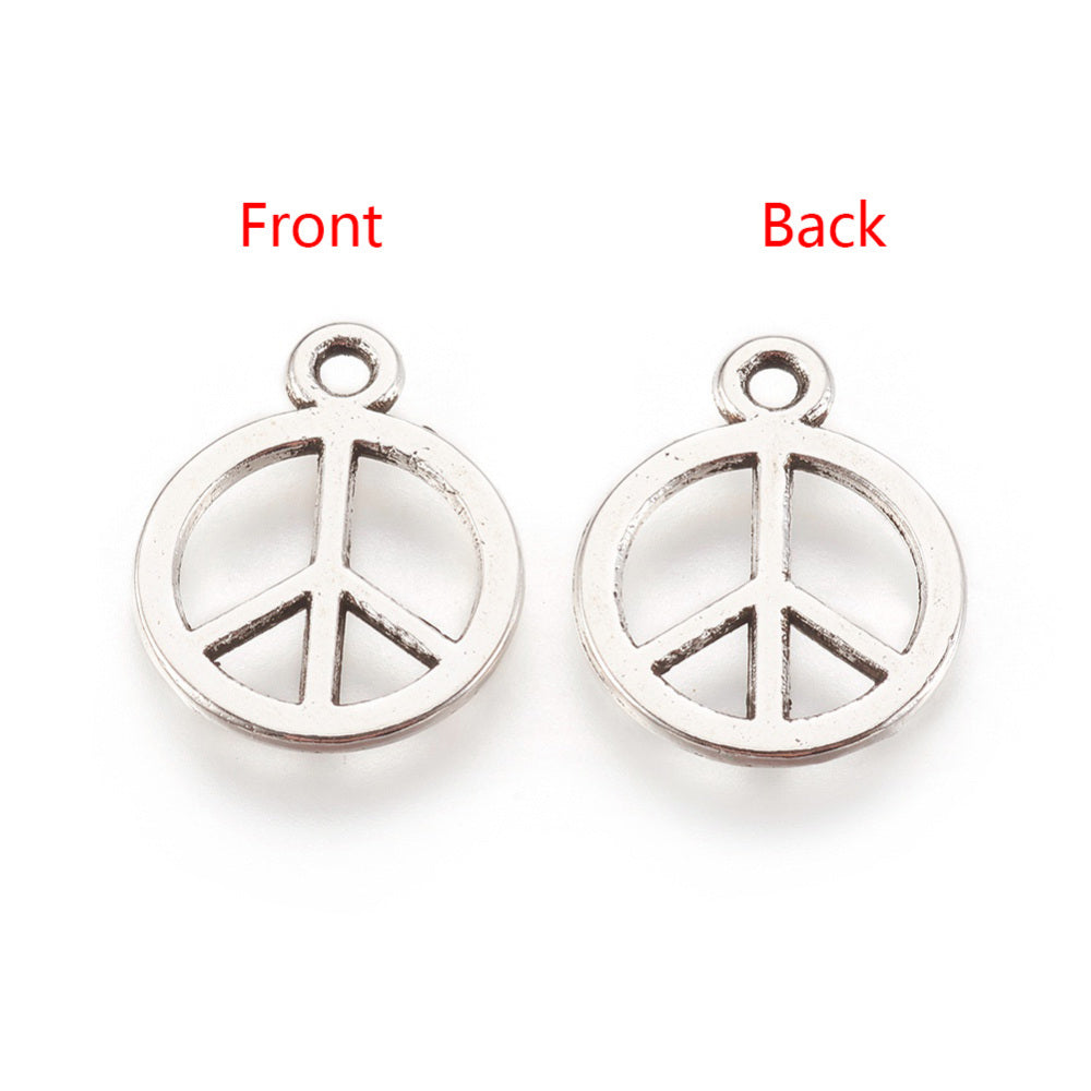 Tibetan Style Charm Peace Sign 10pc