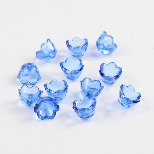 Acrylic Transparent Blue Flower 10x6MM 100pc
