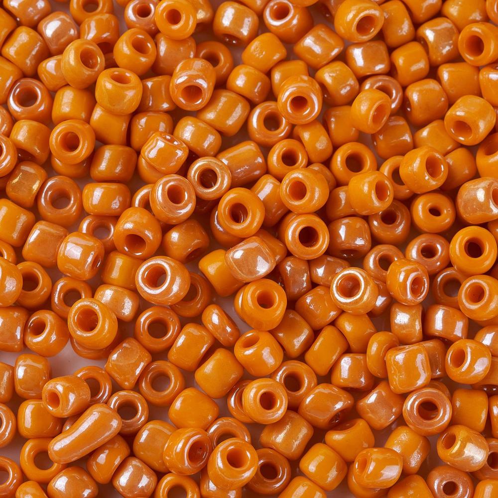 Glass Seed Bead Dark Orange Luster 6/0
