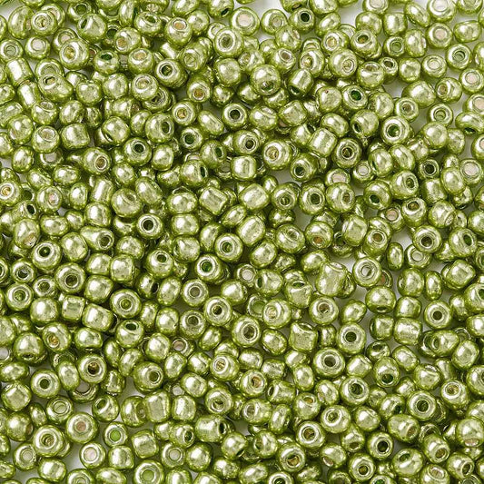 Glass Seed Bead Metallic Dark Khaki 8/0 50g