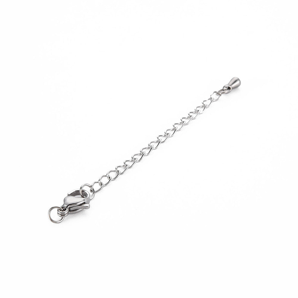 Chain Extender with Clasp Silver 304SS Tarnish Resistant 5pc