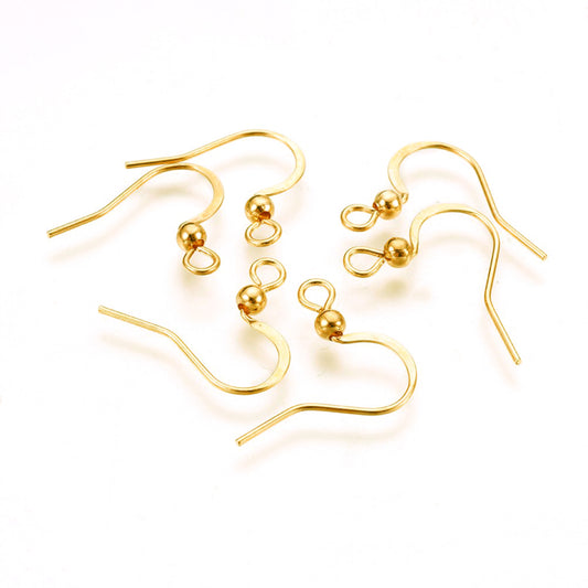 Fish Hook Earring 316SS 18K Gold Plated 16MM Pin 0.7MM 20pc