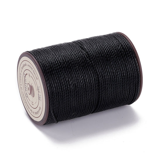 Waxed Twist Cord Black 0.8mm 50M