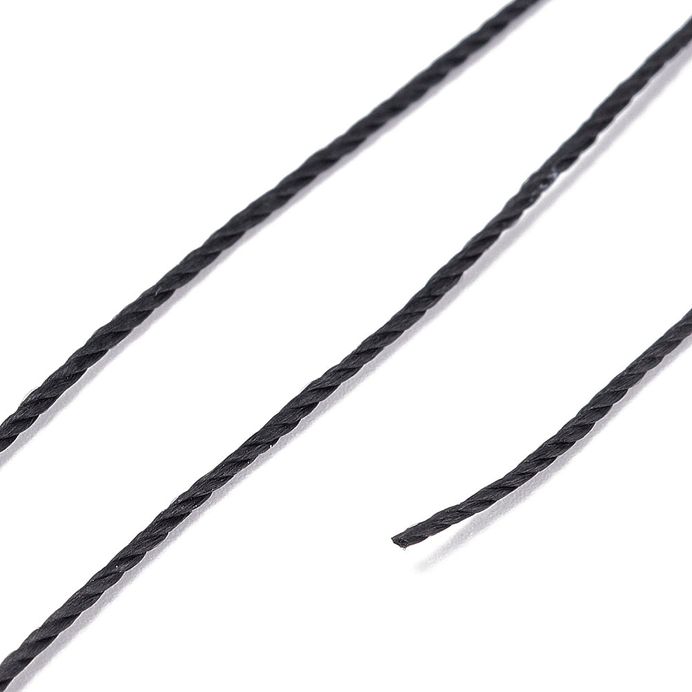 Waxed Twist Cord Black 0.8mm 50M