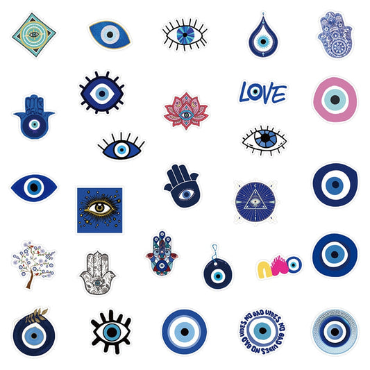 Evil Eye PVC Vinyl Stickers 50pcs | Crystals and Sun Signs Co