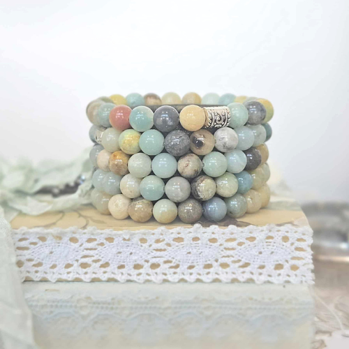 Flower Amazonite Gemstone Bead Bracelet | The Stone for Harmony