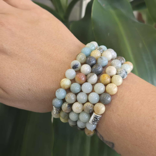Flower Amazonite Gemstone Bead Bracelet | The Stone for Harmony