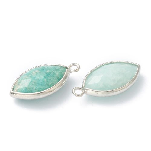 Amazonite Tear Drop Charm/Pendant with Platinum 1pc | Alberta Bead Store
