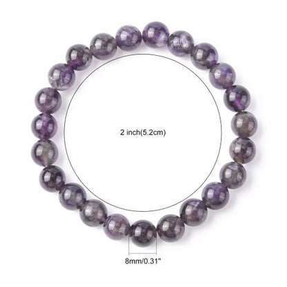 Amethyst Gemstone Bead Bracelet 8MM - Crystals and Sun Signs