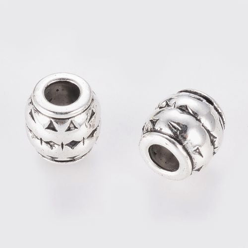 Tibetan Style Alloy Barrel Bead Antique Silver 10pcs | Alberta Bead Store