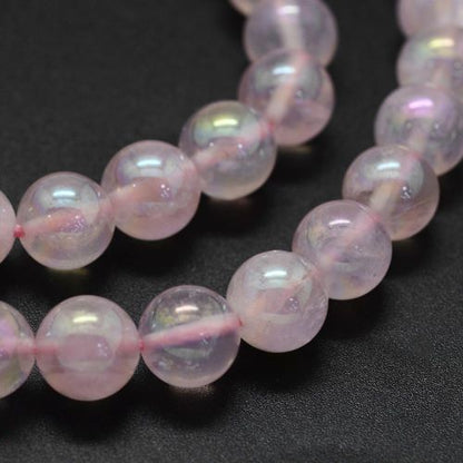 Aura Rose Quartz Gemstone Beads - All Sizes - Witches Ink LTD - O/A Crystals and Sun Signs