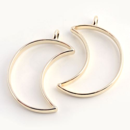 Open Back Moon Bezel Pendant Golden for Resin Jewelry 10pc | Alberta Bead Store