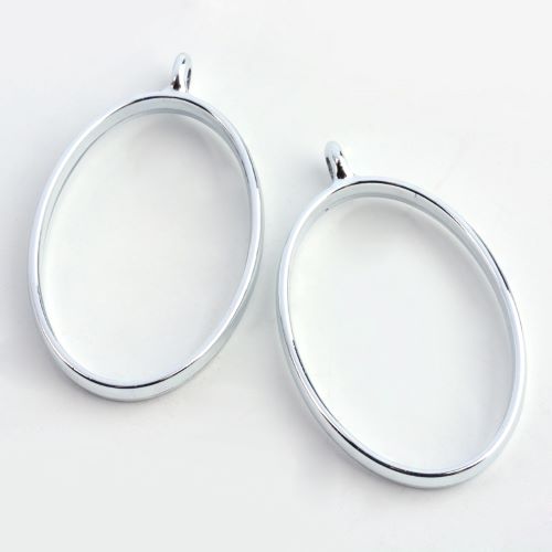 Open Back Oval Bezel Pendant Platinum for Resin Jewelry 10pc | Alberta Bead Store