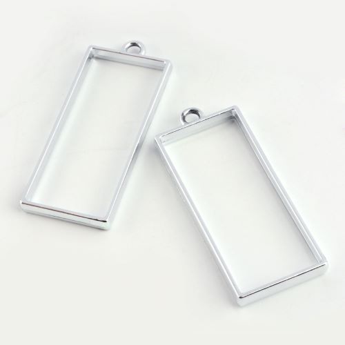 Open Back Rectangle Bezel Pendant Platinum for Resin Jewelry 10pc | Alberta Bead Store