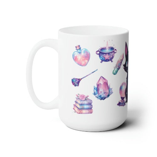Black Cat and Mystical Things 15oz Ceramic Mug - Premium Mug from WitchesInkCanada - Shop now at Crystals and Sun Signs Co