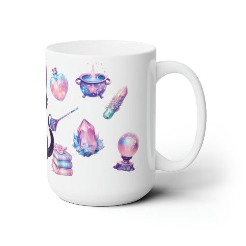 Black Cat and Mystical Things 15oz Ceramic Mug - Premium Mug from WitchesInkCanada - Shop now at Crystals and Sun Signs Co