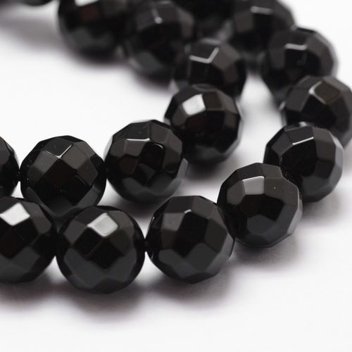 Black Onyx Faceted Gemstone Grade A Dyed Beads - All Sizes - Witches Ink LTD - O/A Crystals and Sun Signs