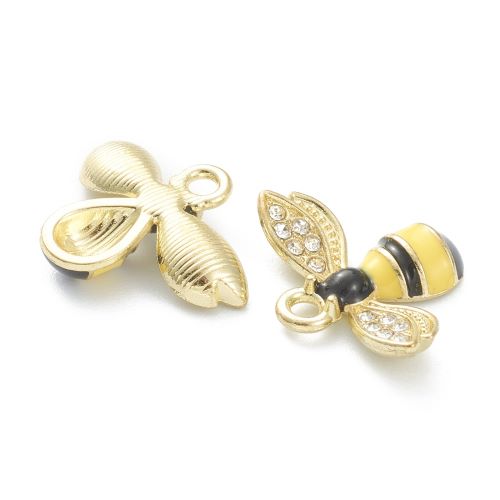 Enamel Charm Yellow Bee Light Gold 10pc | Crystals and Sun Signs Co