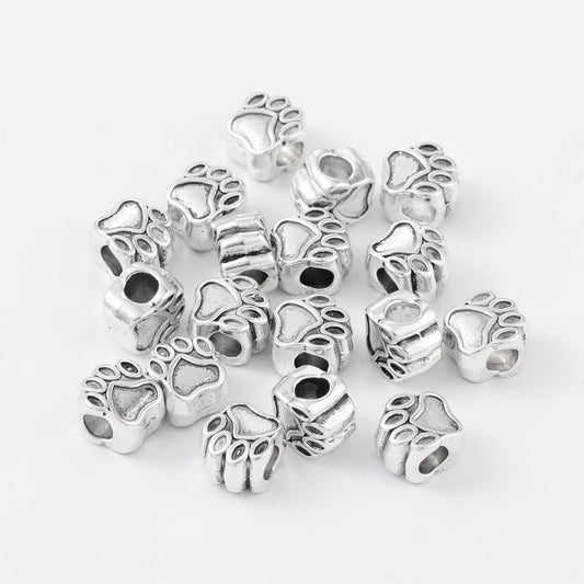 Tibetan Style Connector Bead Paw Antique Silver 5pc | Alberta Bead Store