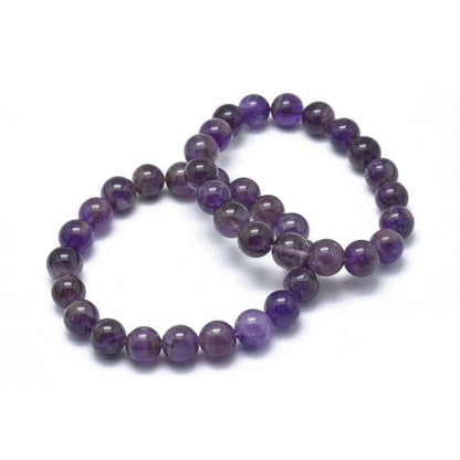 Amethyst Gemstone Bead Bracelet 10MM - Witches Ink LTD - O/A Crystals and Sun Signs