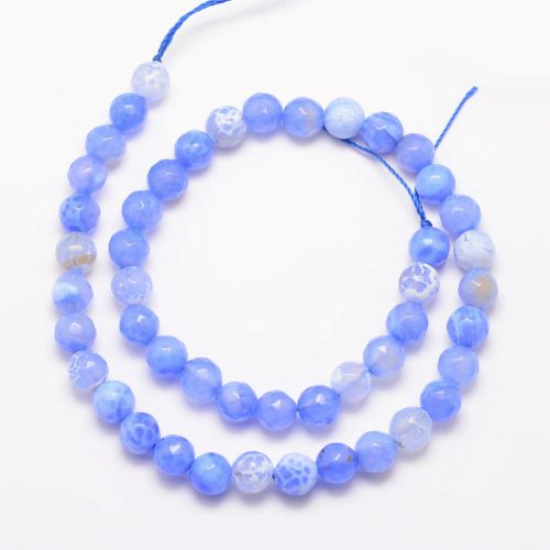 Fire Crackle Agate Cornflower Blue Faceted Gemstone Bead | Alberta Bead Store