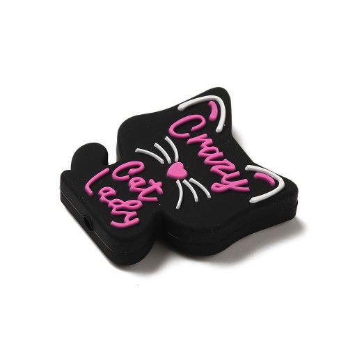 Silicone Bead Black Cat - Crazy Cat Lady | Alberta Bead Store