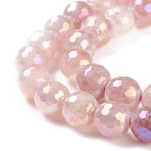 Strawberry Quartz Electroplated Faceted Gemstone Beads | Alberta Bead Store