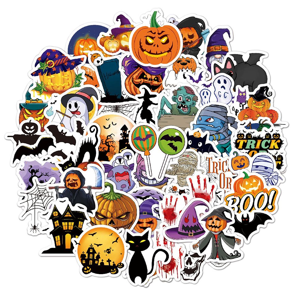 Halloween Holographic Vinyl Waterproof Stickers 50pcs - Witches Ink LTD - O/A Crystals and Sun Signs