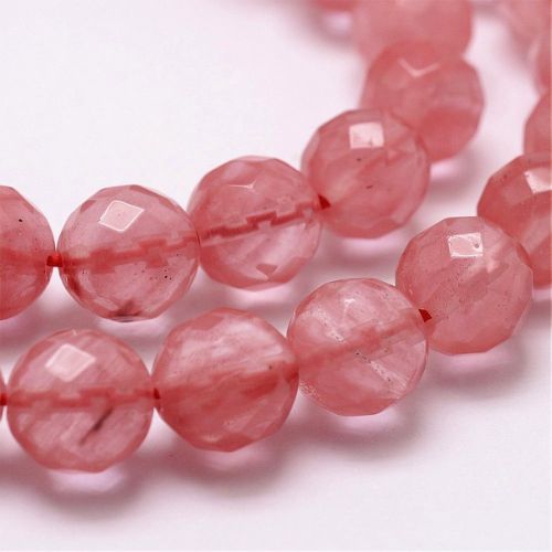 Cherry Quartz Glass Faceted Bead - All Sizes | Crystals and Sun Signs Co