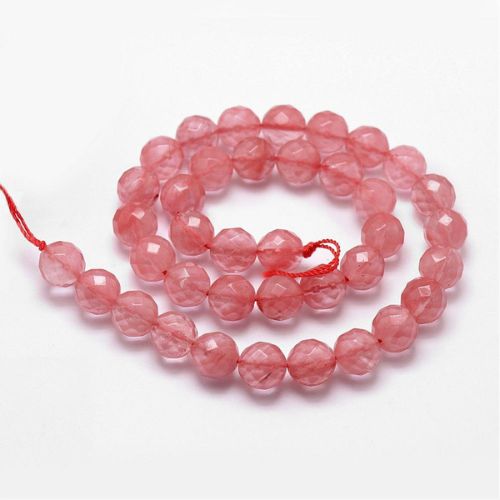Cherry Quartz Glass Faceted Bead - All Sizes | Crystals and Sun Signs Co