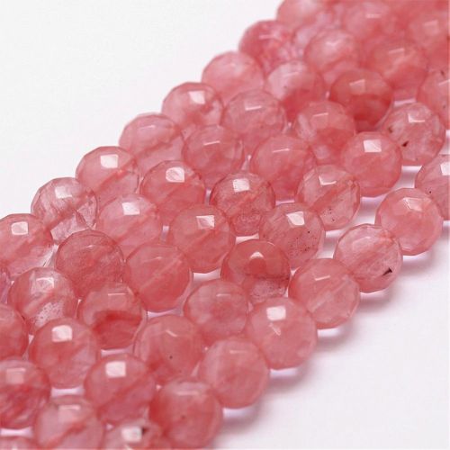 Cherry Quartz Glass Faceted Bead - All Sizes - Witches Ink LTD - O/A Crystals and Sun Signs