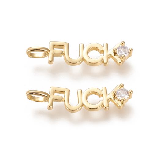 Micro Pave 18k Plated "Fuck" Charm 1pc | Alberta Bead Store
