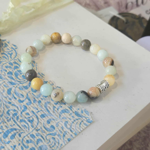 Flower Amazonite Gemstone Bead Bracelet | The Stone for Harmony - Crystals and Sun Signs