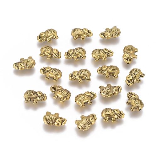 Tibetan Style Alloy Bead Elephant Antique Golden 20pcs | Alberta Bead Store