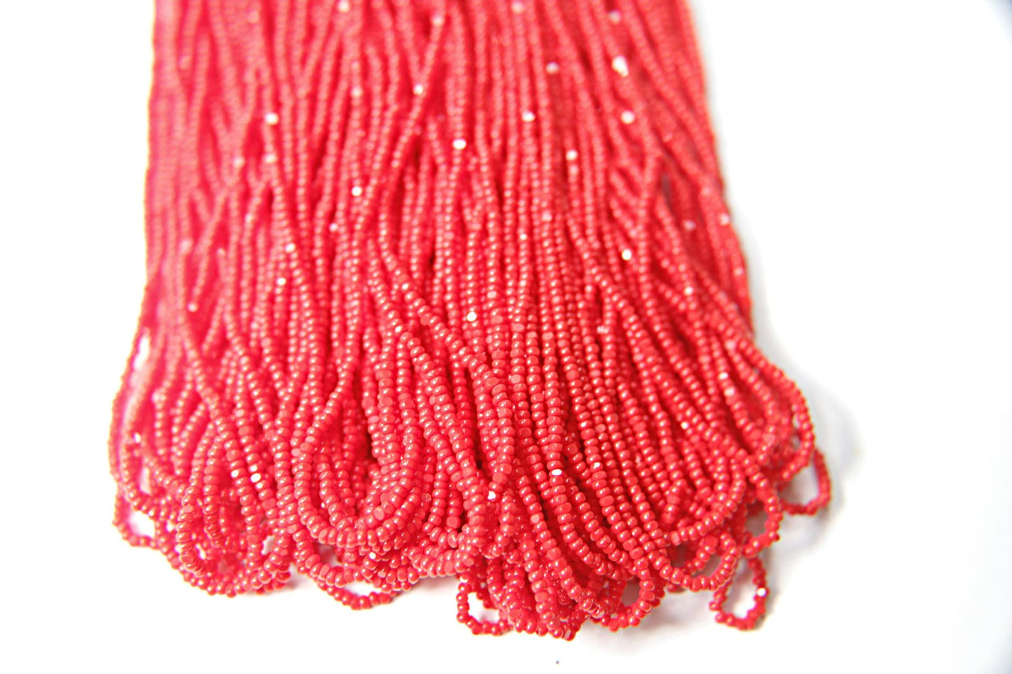 11/0 Charlotte Cut Seed Beads Light Red Opaque Hanks