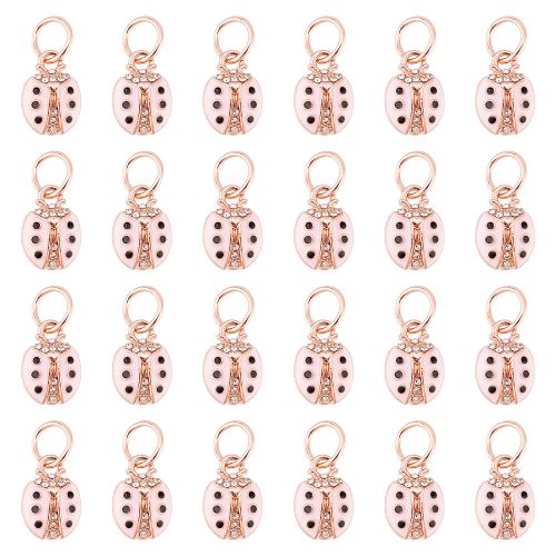 Pink Ladybug Rose Gold Charm 1pc - Crystals and Sun Signs