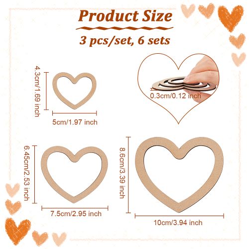 Macrame Heart Wood Frame 3pcs | Alberta Bead Store