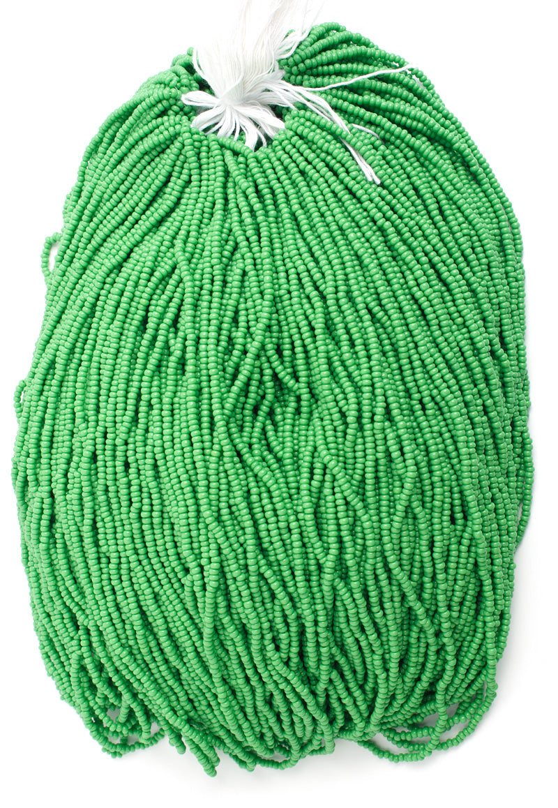 Czech Seed Bead Hank 11/0 Opaque Medium Green | Alberta Bead Store