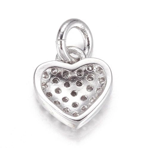 Micro Pave Heart Charm Cubic Zirconia Platinum 1pc | Alberta Bead Store