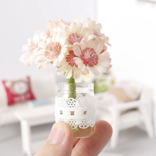 Miniature Artificial Carnation Flowers in vase 1pc | Alberta Bead Store