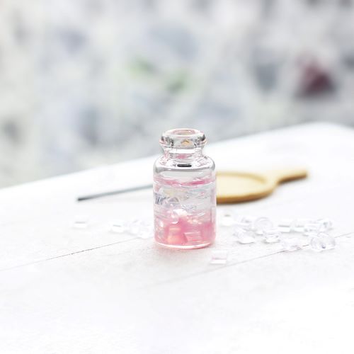 Miniature Glass Jar with Pink 1pc | Alberta Bead Store