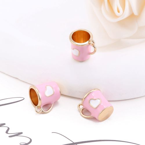 Miniature Alloy Enamel Cup with Heart 2pc | Alberta Bead Store