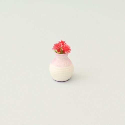 Miniature Coral Color Flowers in Vase 1pc | Alberta Bead Store